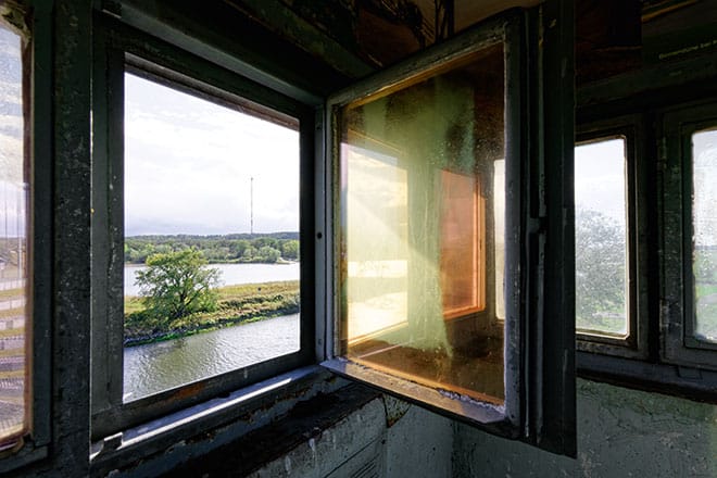 Blick aus dem Grenzturm in Lenzen auf den Höhbeck
